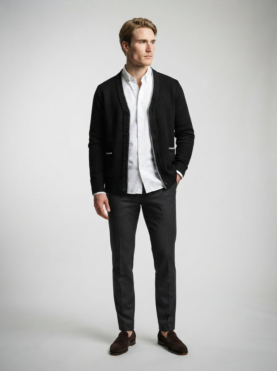 The Radleigh Button Cardigan in Black