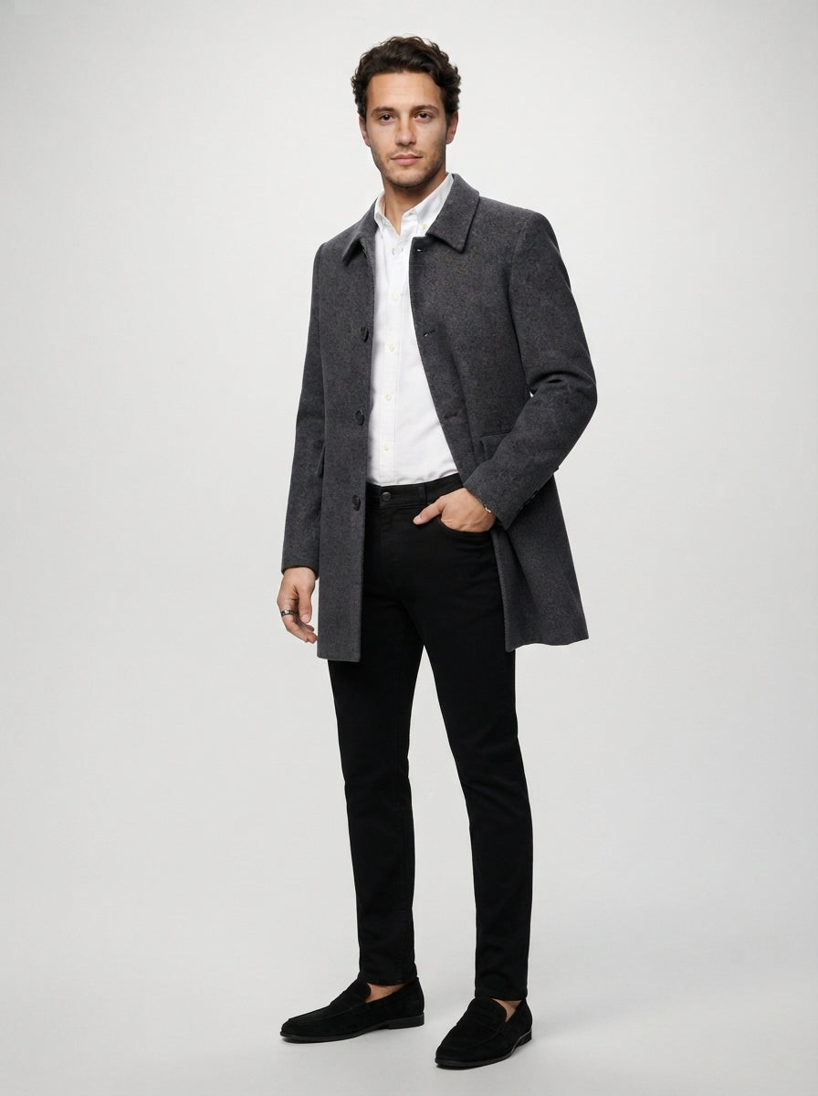 The Bexhill Button Coat in Grey