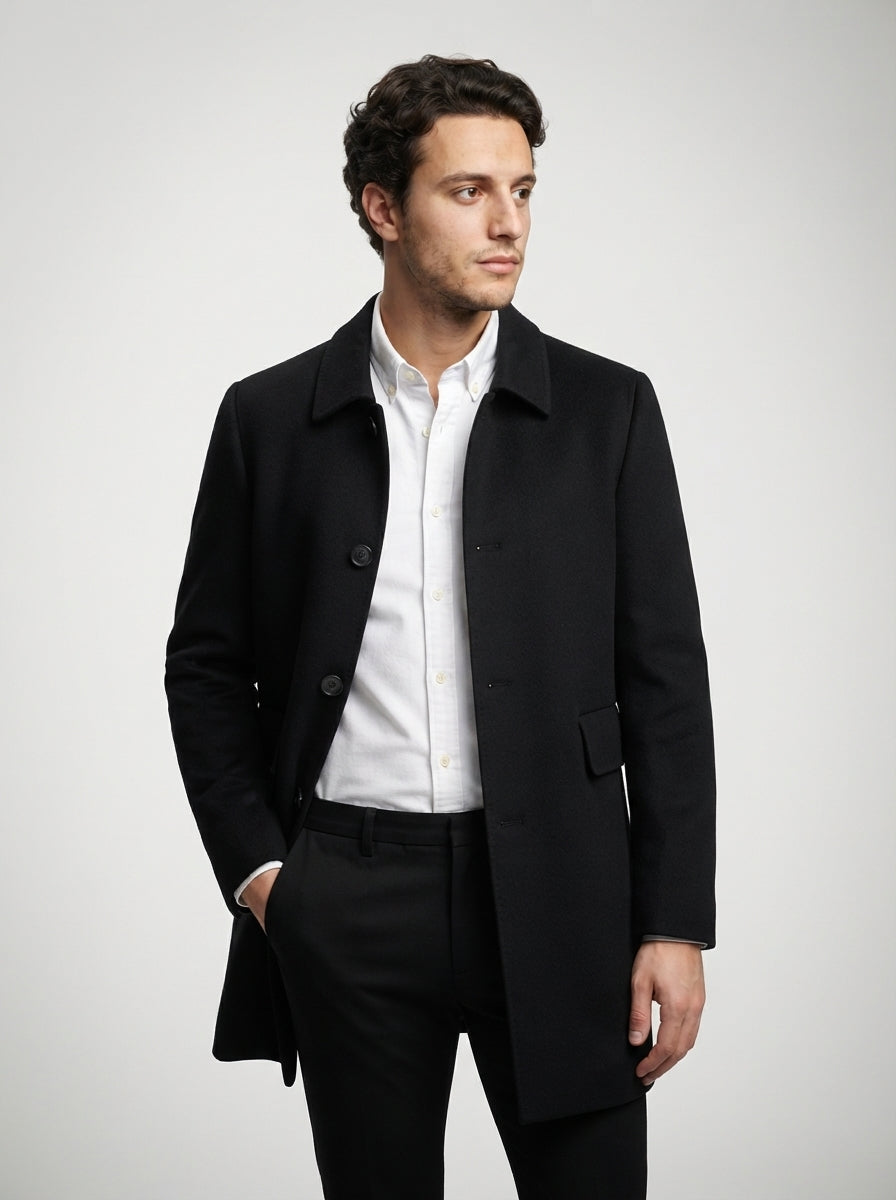 The Bexhill Button Coat in Black
