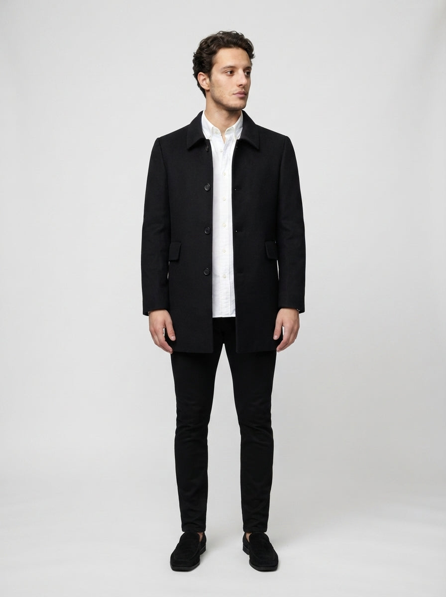 The Bexhill Button Coat in Black