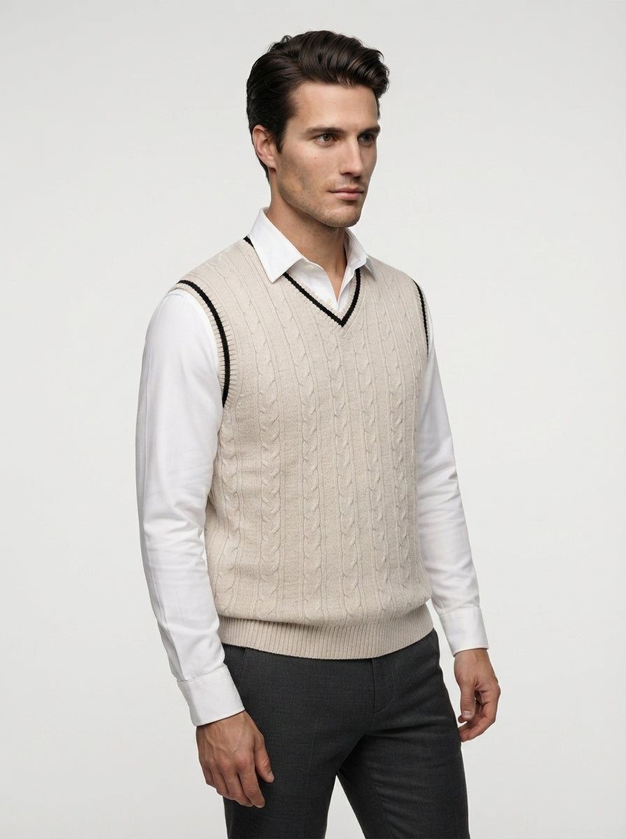 The Burnsall Cricket Vest in Cream