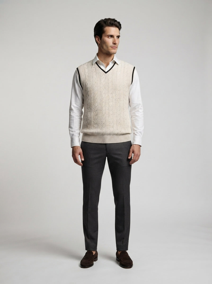The Burnsall Cricket Vest in Cream