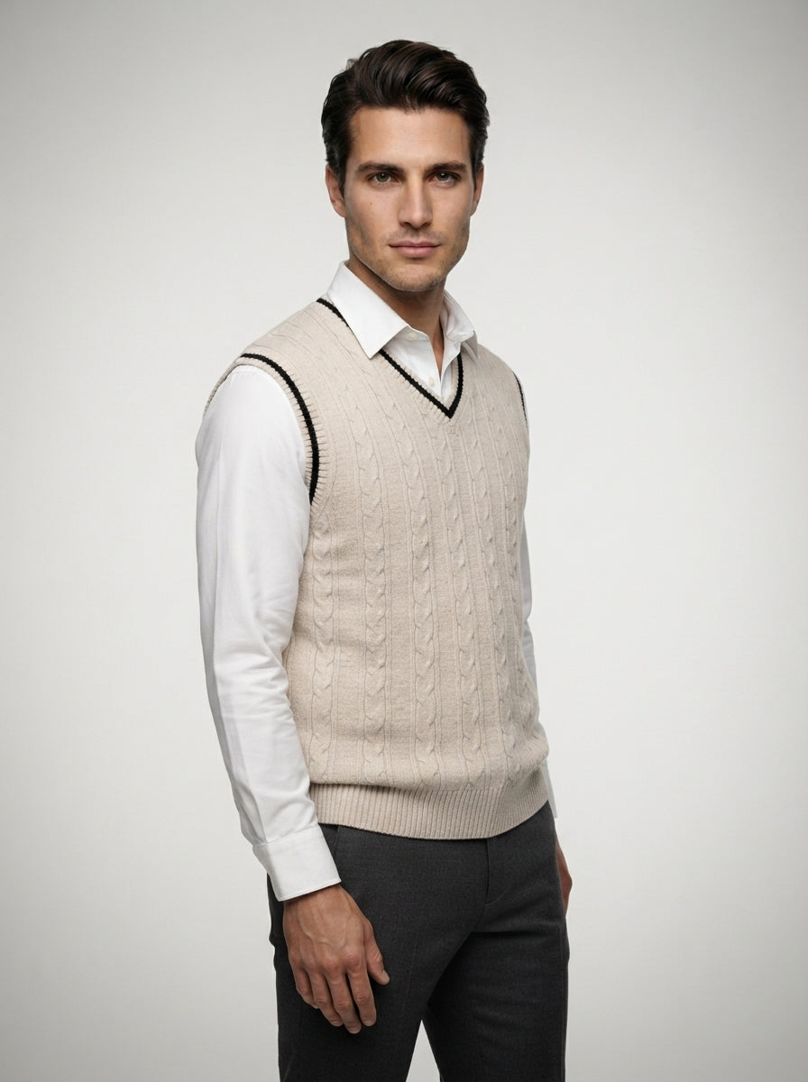 The Burnsall Cricket Vest in Cream