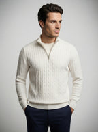 The Winslow Cable Half Zip in White