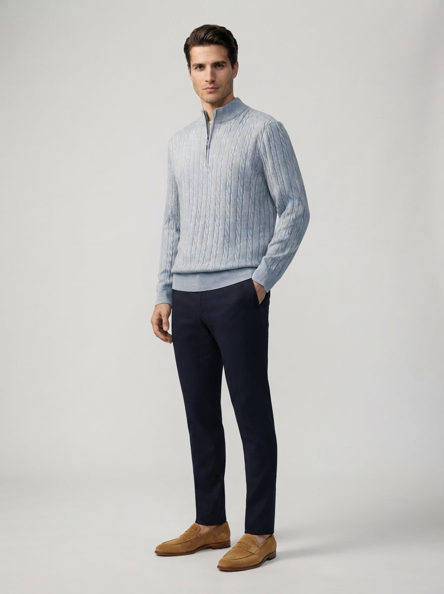 The Winslow Cable Half Zip in Gray