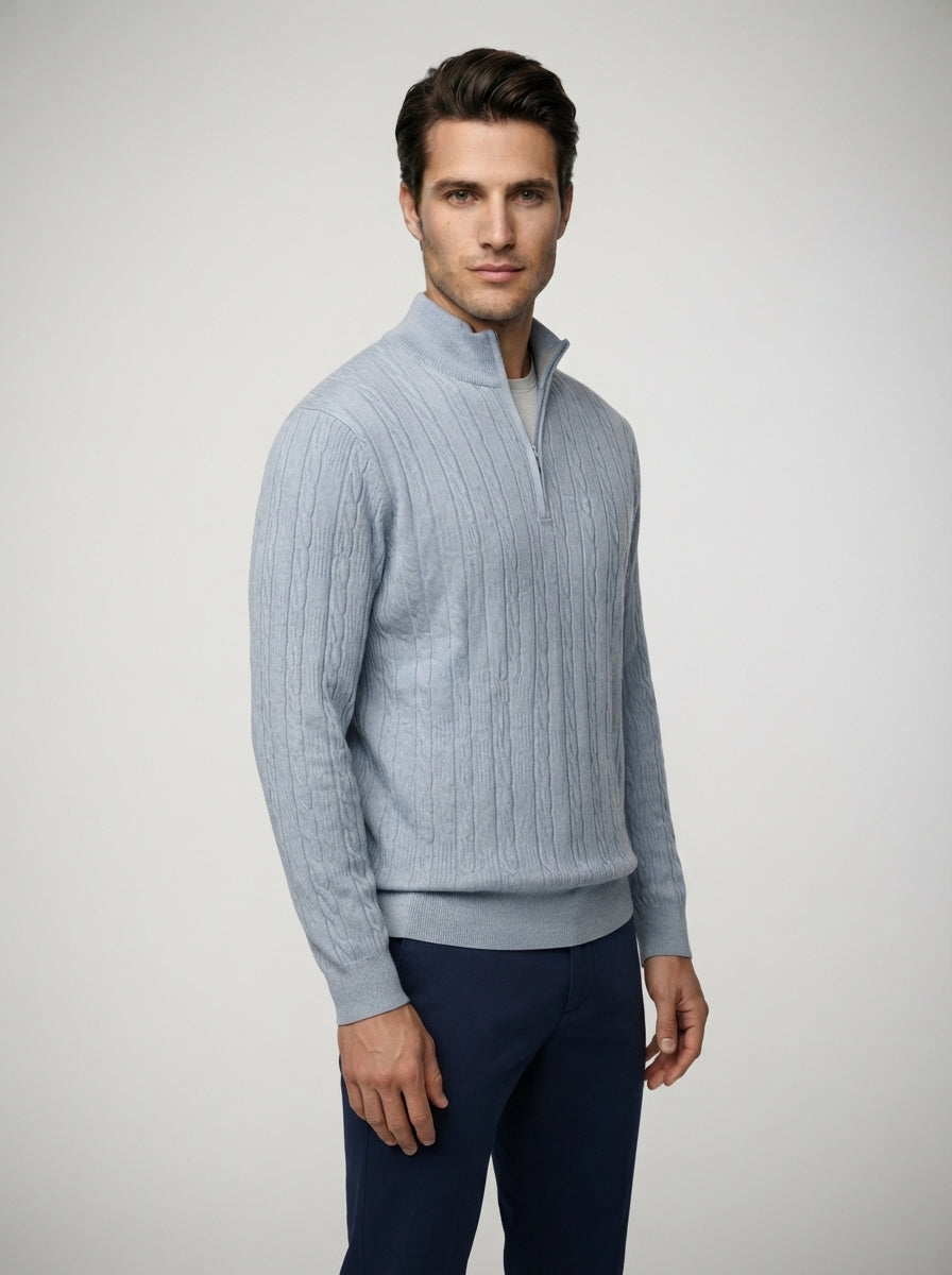The Winslow Cable Half Zip in Gray