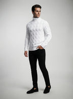The Aldsworth Cable Roll Neck in White