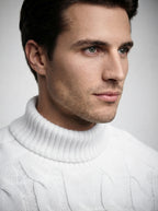 The Aldsworth Cable Roll Neck in White