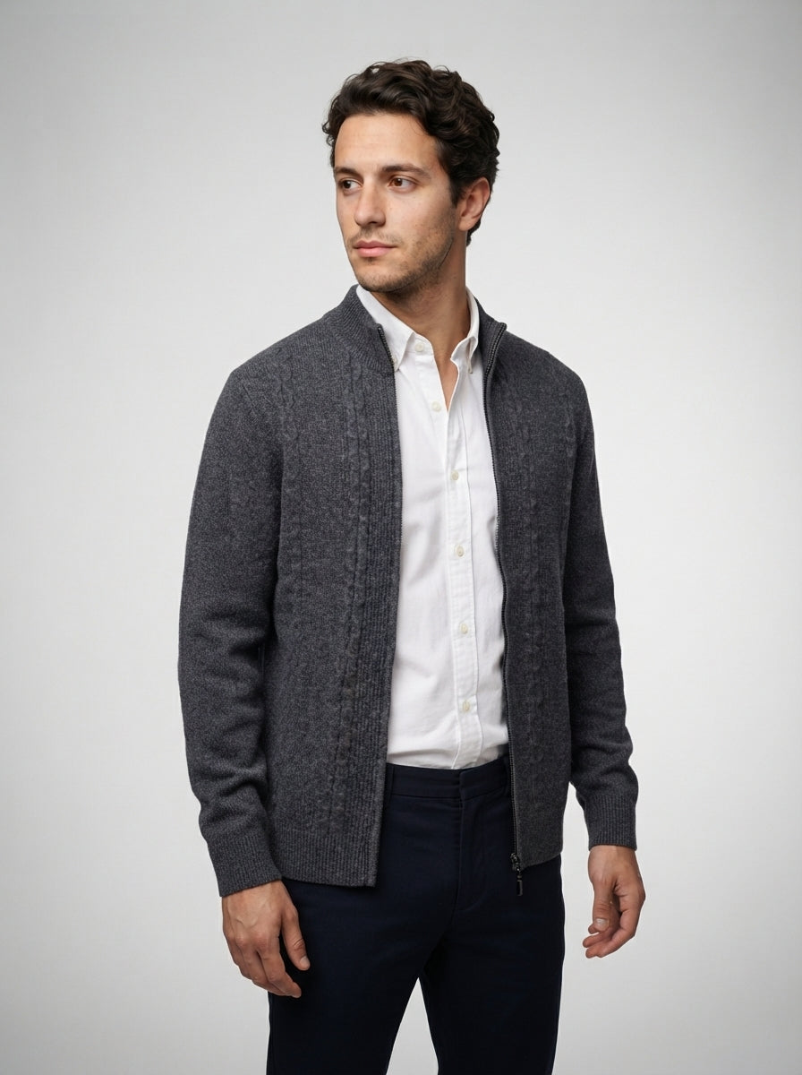 The Grasmere Zip Cardigan in Charcoal