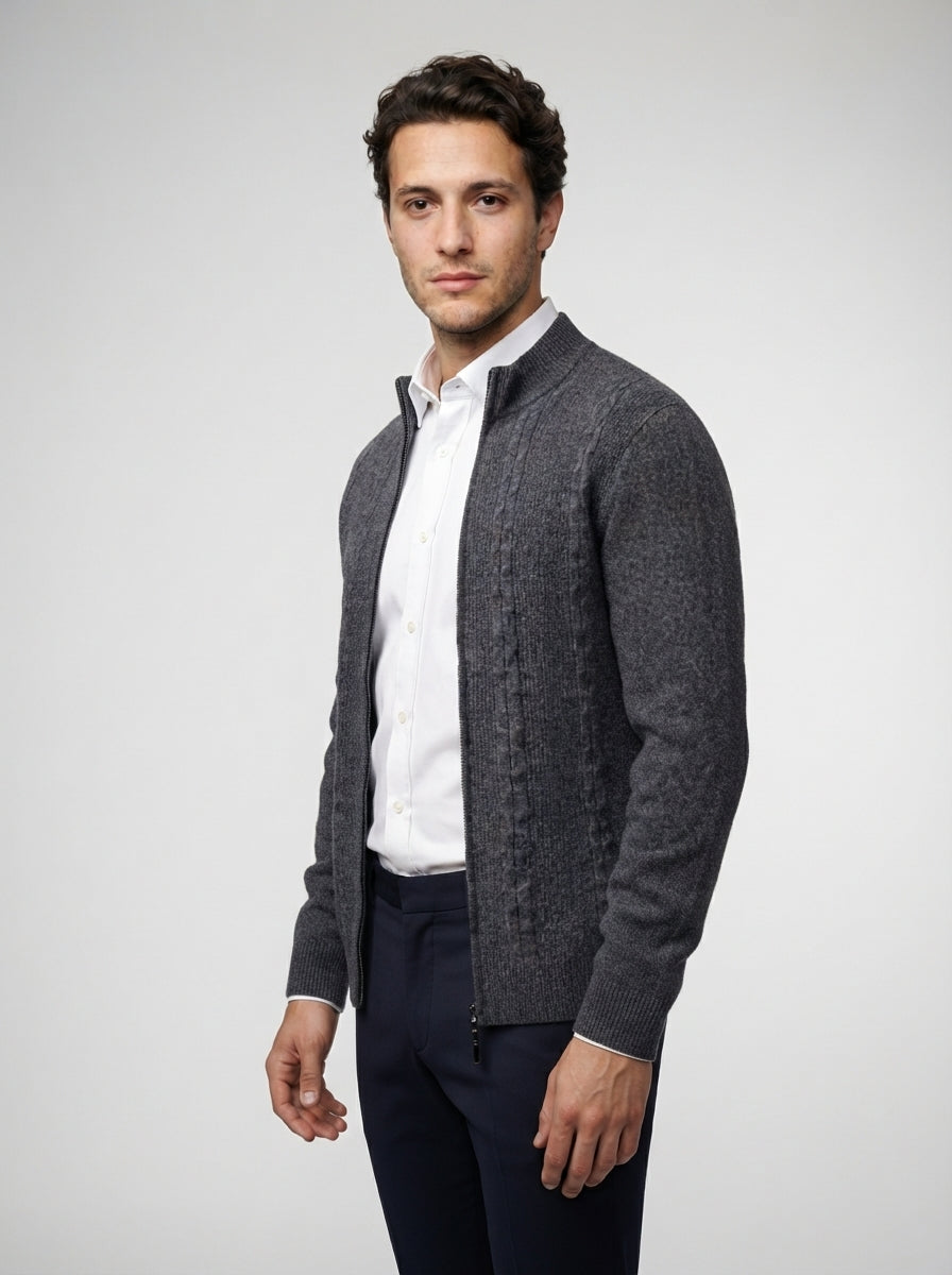 The Grasmere Zip Cardigan in Charcoal