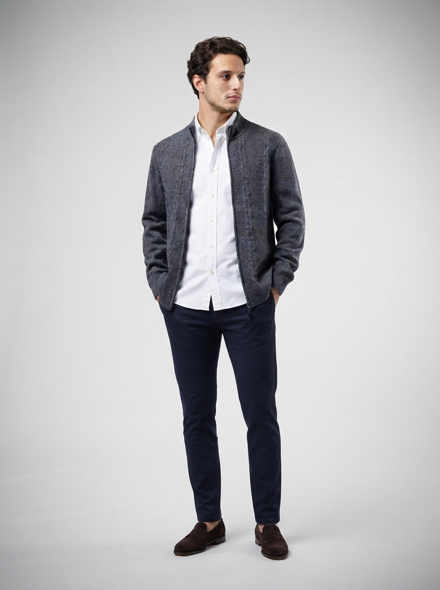 The Grasmere Zip Cardigan in Charcoal