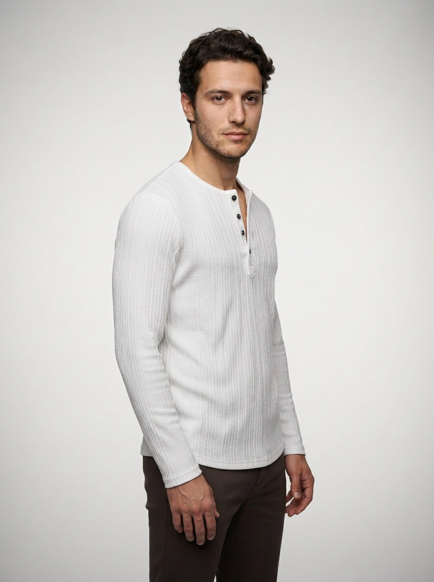 The Netherby Henley in White