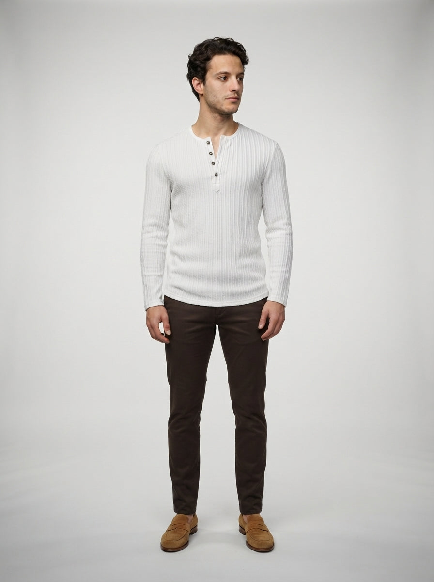 The Netherby Henley in White