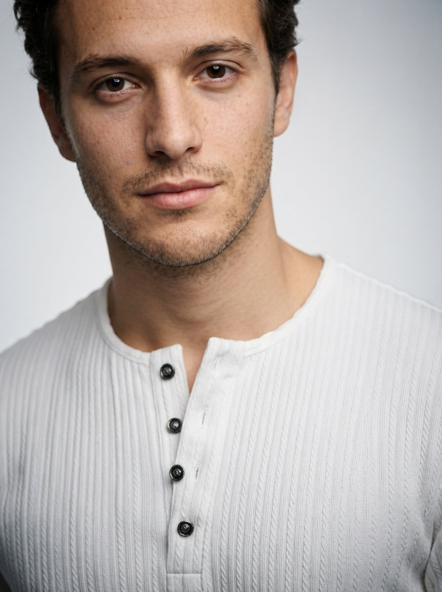 The Netherby Henley in White