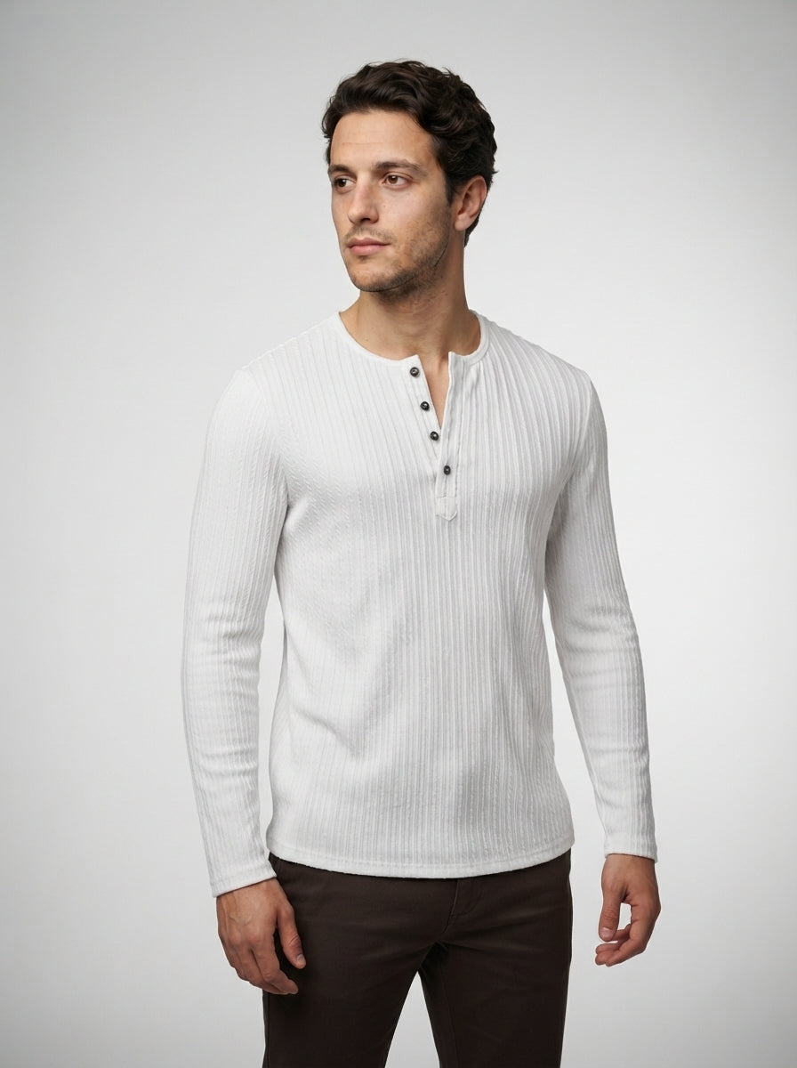 The Netherby Henley in White