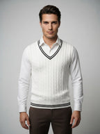 The Ashbourne Cable Trim Vest in White