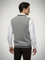 The Ashbourne Cable Trim Vest in Grey