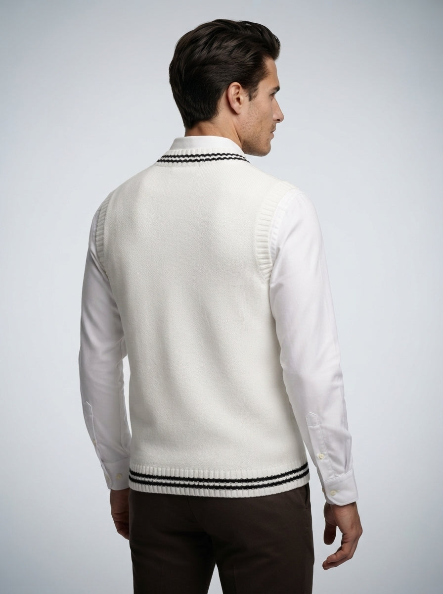 The Ashbourne Cable Trim Vest in White