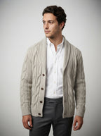 The Ravensworth Shawl Cardigan in Beige