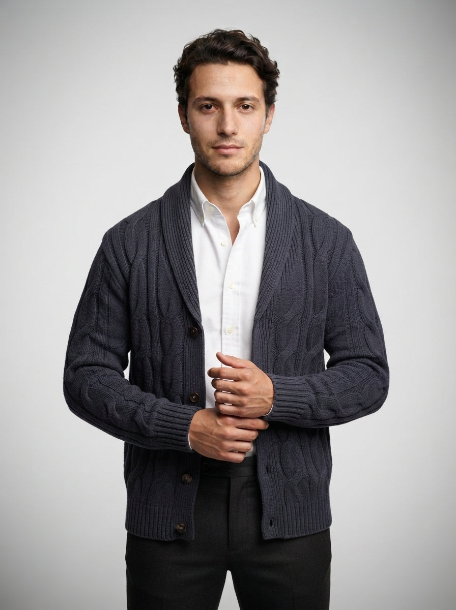The Ravensworth Shawl Cardigan in Navy
