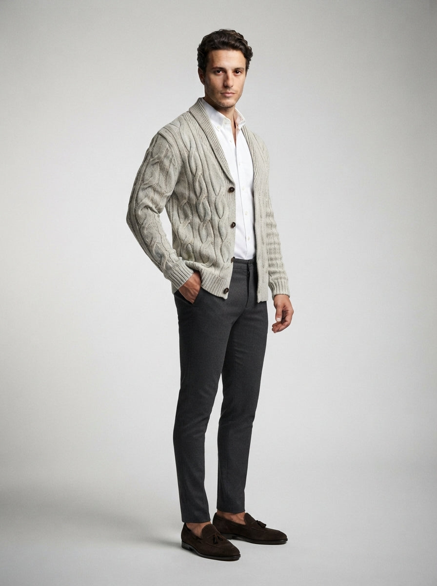 The Ravensworth Shawl Cardigan in Beige