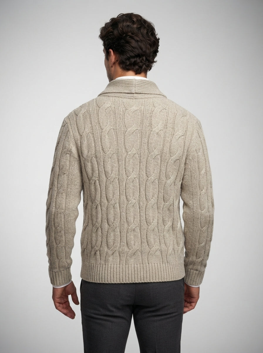 The Ravensworth Shawl Cardigan in Beige