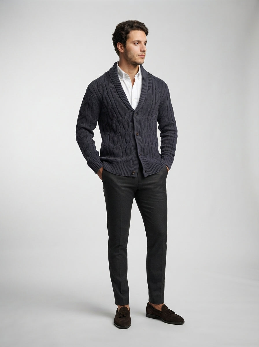 The Ravensworth Shawl Cardigan in Navy