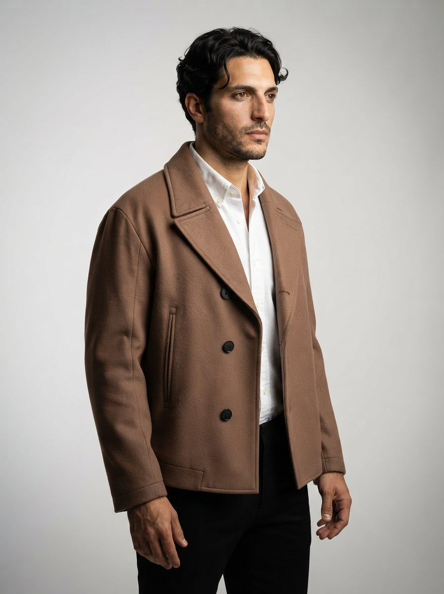 The Selborne Peak Lapel Coat in Brown