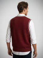 The Ellingham Tipped Vest in Burgundy
