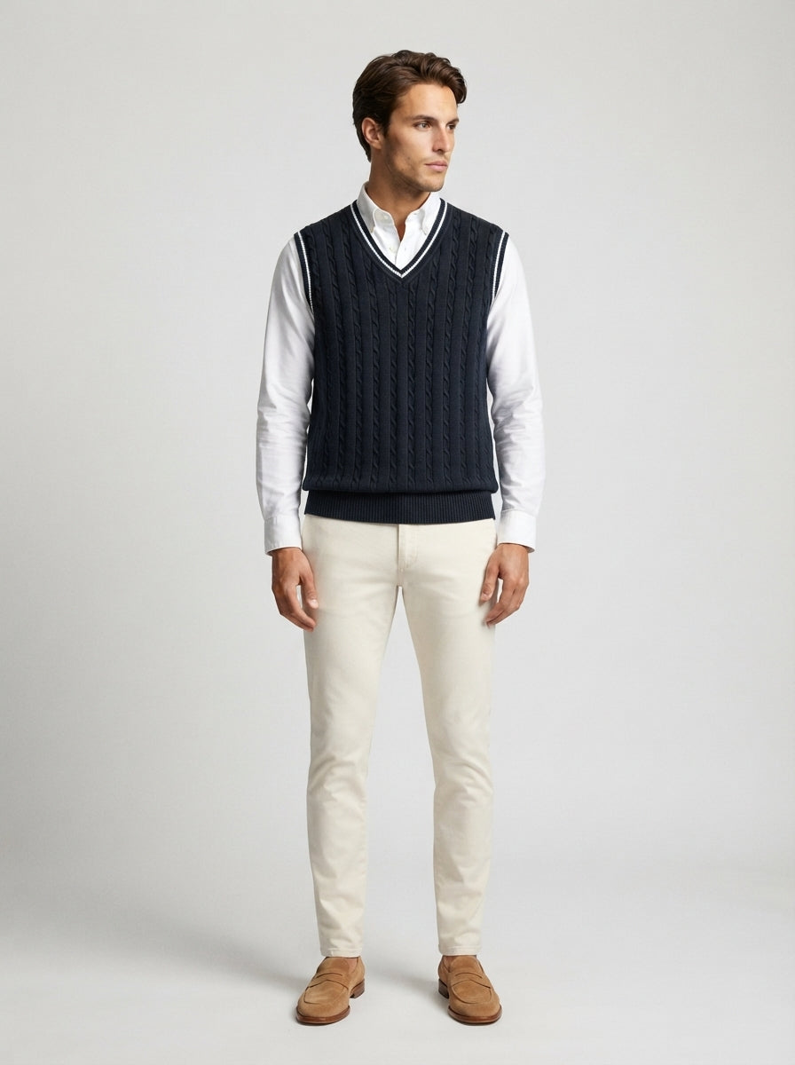 The Ellingham Tipped Vest in Navy