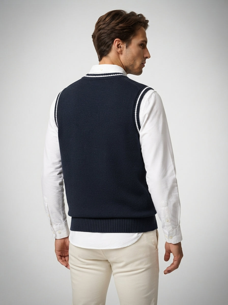 The Ellingham Tipped Vest in Navy