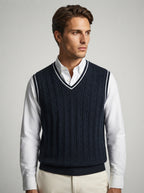 The Ellingham Tipped Vest in Navy