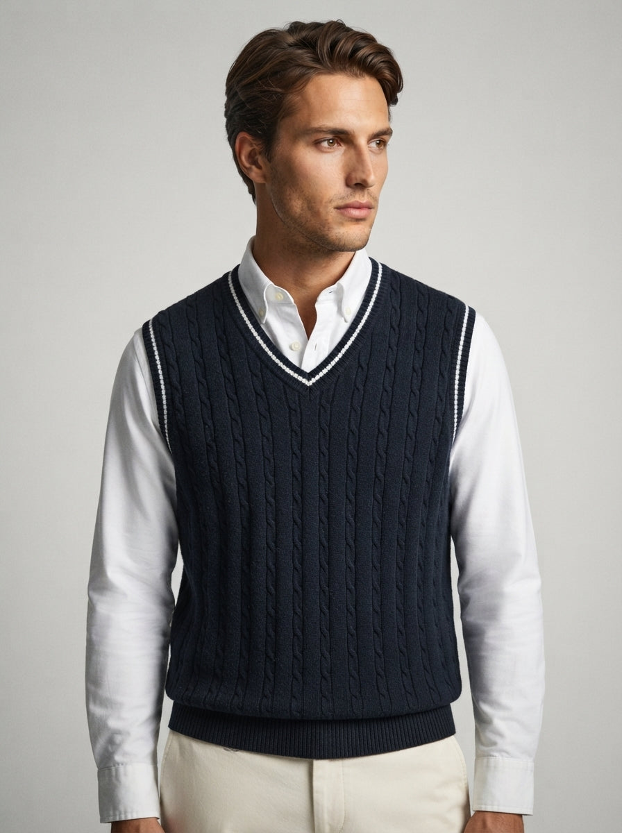 The Ellingham Tipped Vest in Navy