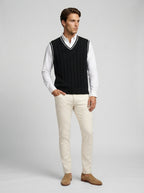 The Ellingham Tipped Vest in Black