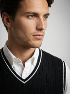 The Ellingham Tipped Vest in Black