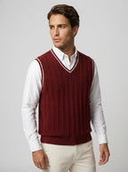 The Ellingham Tipped Vest in Burgundy