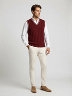 The Ellingham Tipped Vest in Burgundy