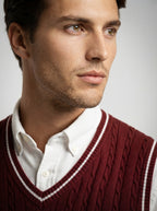 The Ellingham Tipped Vest in Burgundy