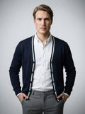 The Tetbury Tipped Cardigan in Navy