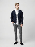 The Tetbury Tipped Cardigan in Navy