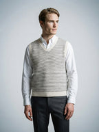 The Portloe Stripe Vest in Cream