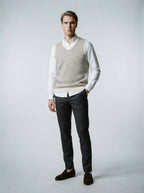 The Portloe Stripe Vest in Cream