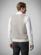 The Portloe Stripe Vest in Cream