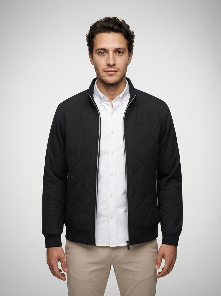 The Netherby Quilted Bomber in Black