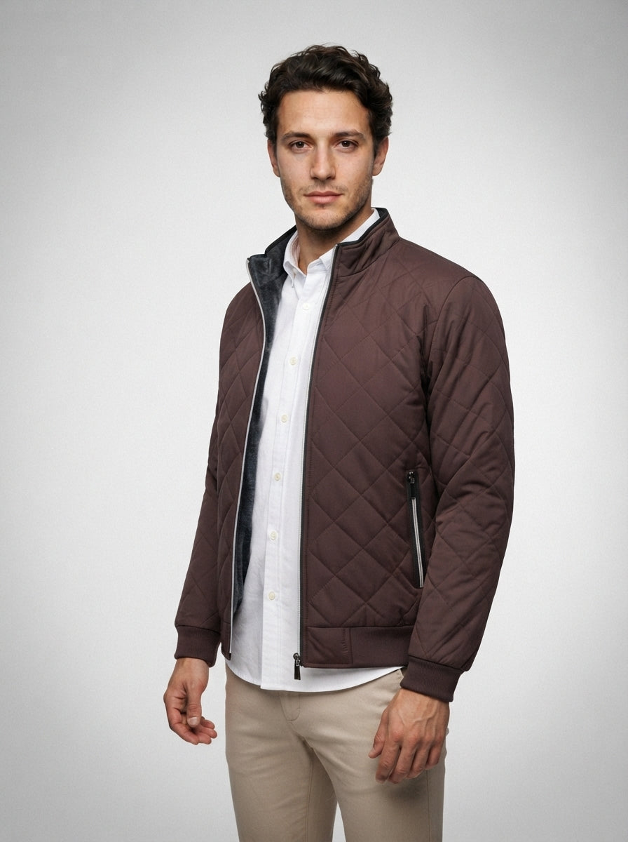 The Netherby Quilted Bomber in Brown