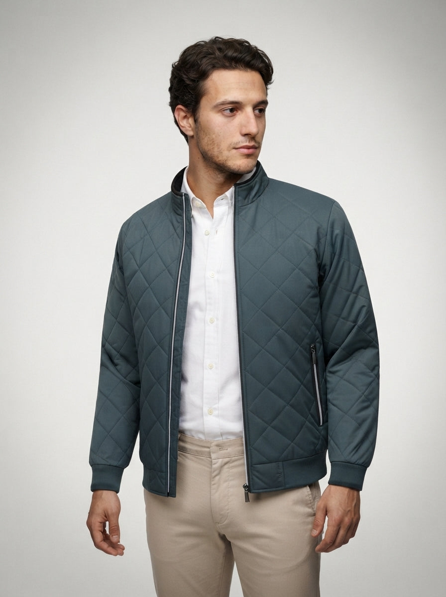 The Netherby Quilted Bomber in Gray