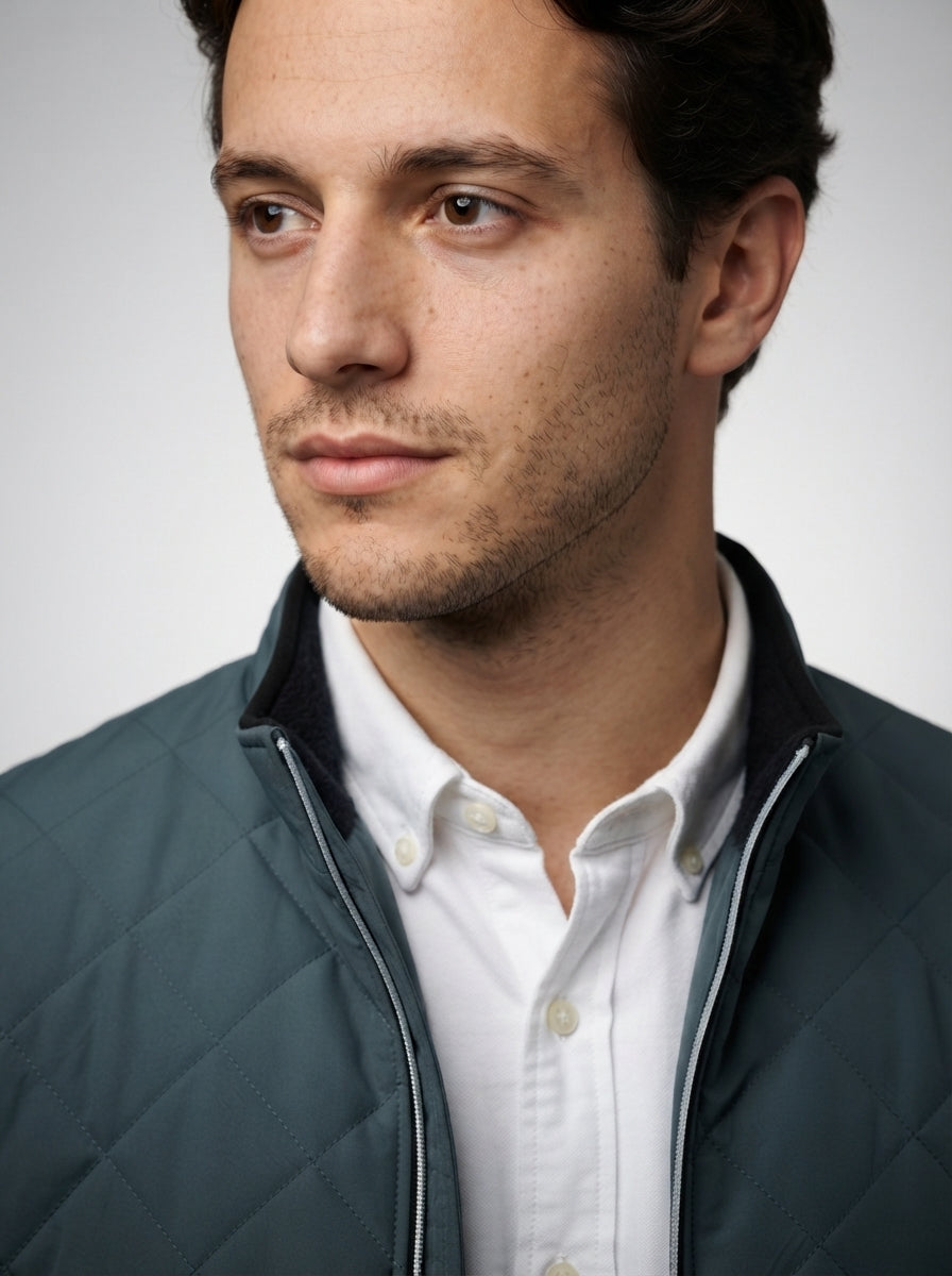 The Netherby Quilted Bomber in Gray