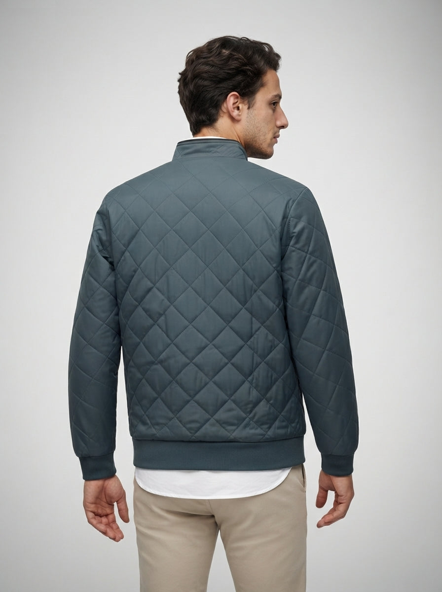 The Netherby Quilted Bomber in Gray