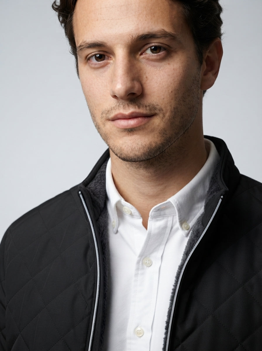The Netherby Quilted Bomber in Black
