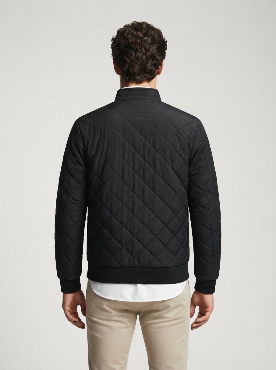 The Netherby Quilted Bomber in Black